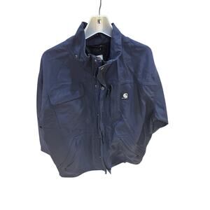 Carhartt Mens Jacket Size Large Regular Blue Waterproof Work Zip